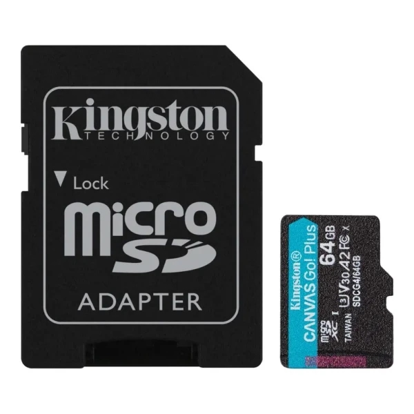 Micro SD Card 64GB Kingston+SD adapter SDCG4/64GB -  200/160 MB/s