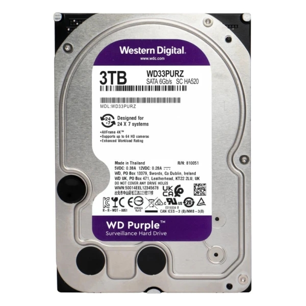 Hard disk 3TB SATA3 Western Digital Caviar 64MB WD33PURZ Purple