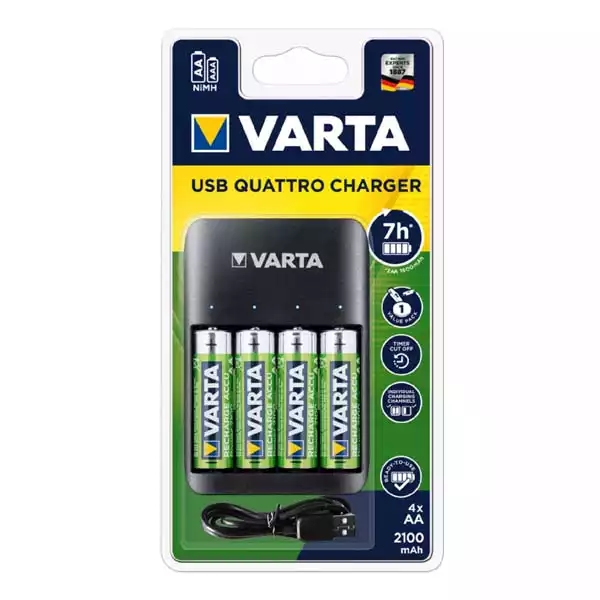 Punjač za baterije Varta Quatro + 4 AA baterije