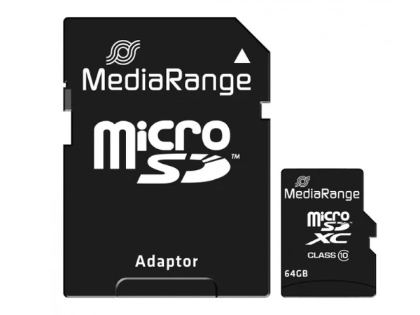 Micro SD Card 64GB MEDIARANGE + SD adapter C10/MR955